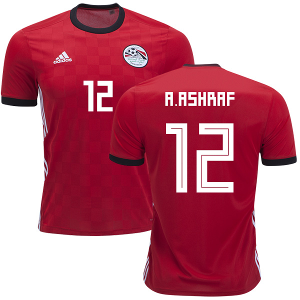 Egypt #12 A.Ashraf Red Home Soccer Country Jersey
